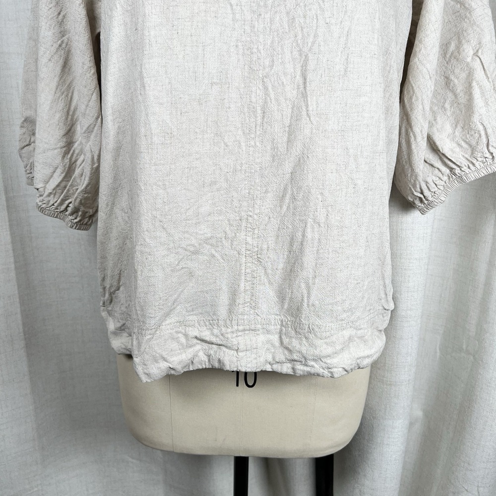 Woolworths Natural Puff 3/4" Sleeve Linen Blend Blouse Cream Women's Medium - Picture 3 of 10